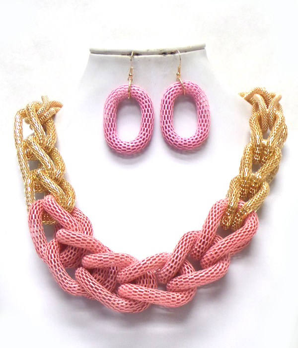 Double color mesh chain necklace set