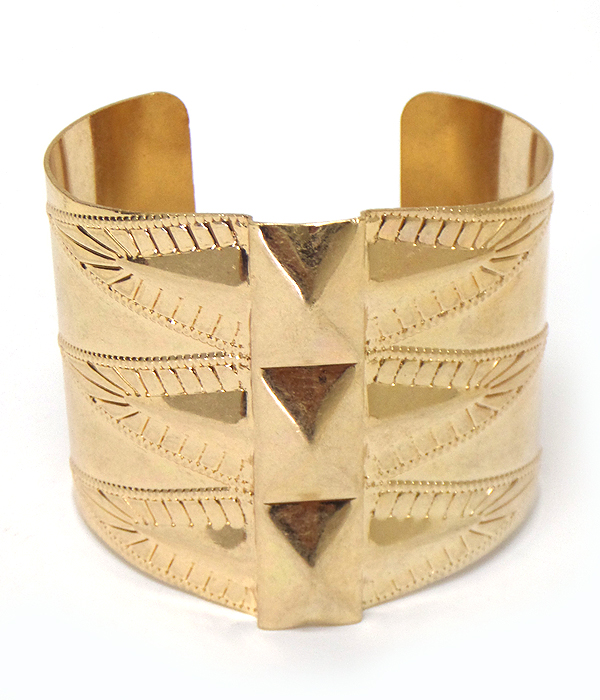 Antique puramid textured metal cuff bracelet