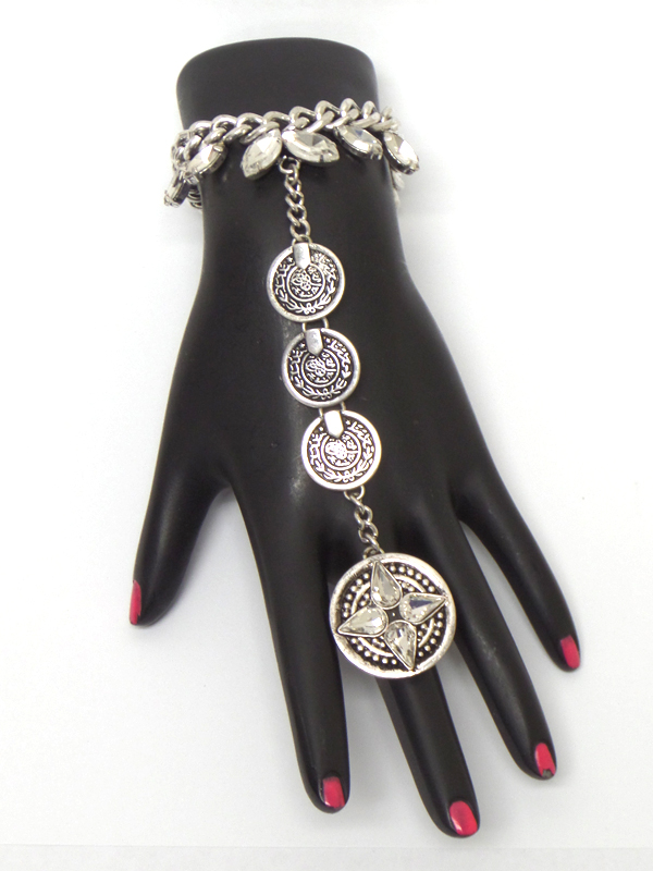 Multi disk link baroque style slave ring and bracelet set