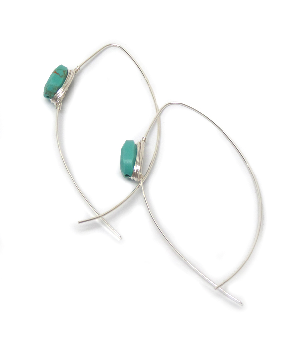 Turquoise stone wire earrings