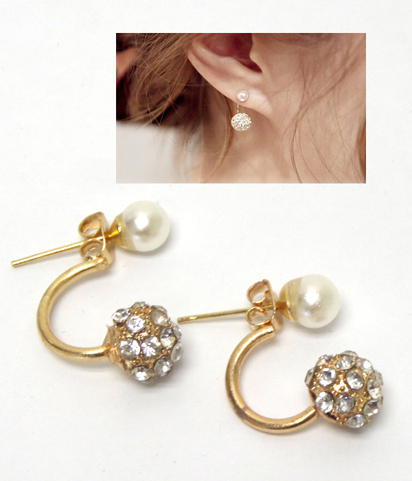 Double  pearl and crystals earrings