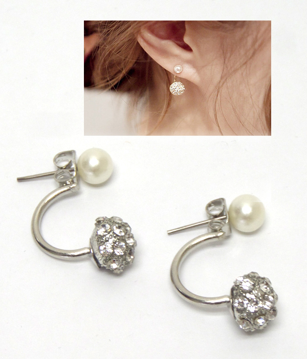 Double  pearl and crystals earrings