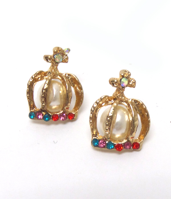 Crown stud earrings