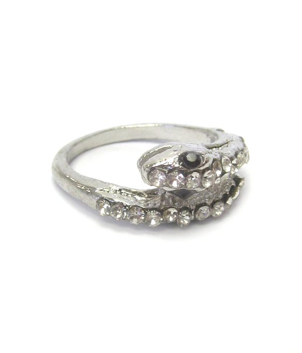 Metal crystals snake ring