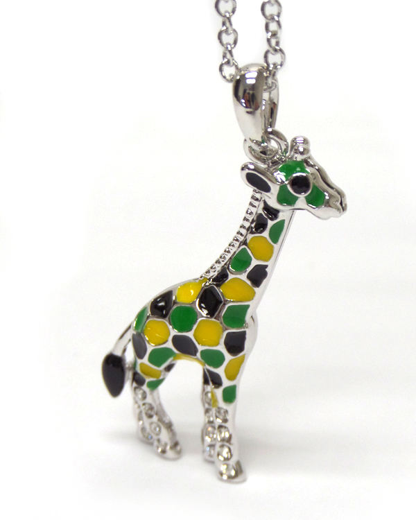 Made in korea whitegold plating giraffe pendant necklace