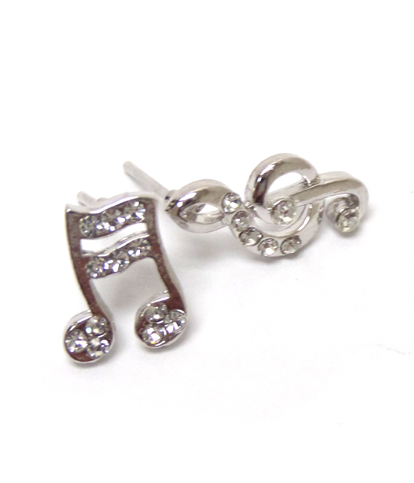 Made in korea whitegold plating crystal music note earring