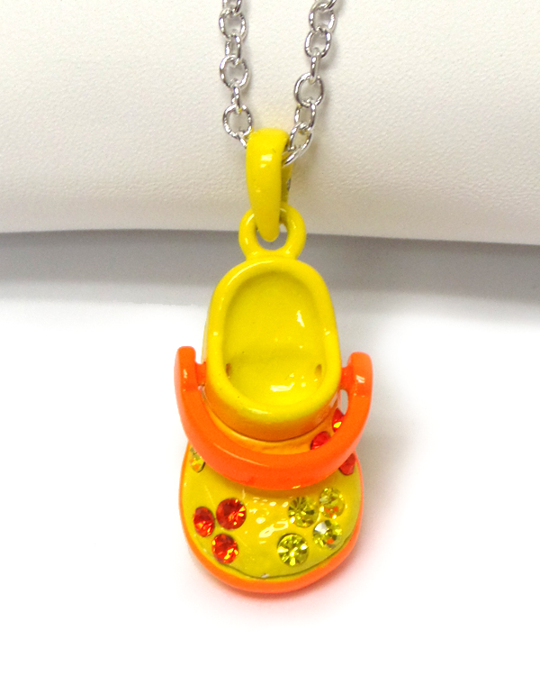 Made in korea whitegold plating crystal crocs pendant necklace