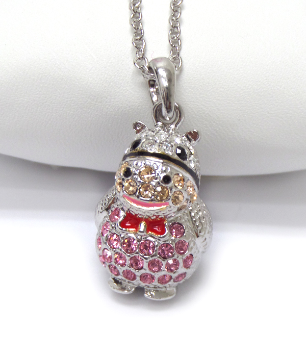 Made in korea whitegold plating hippo pendant necklace