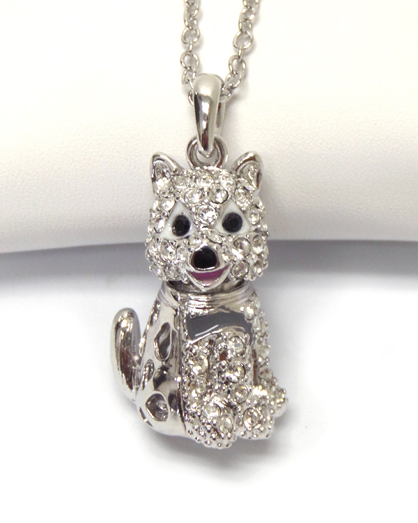 Made in korea whitegold plating dog pendant necklace