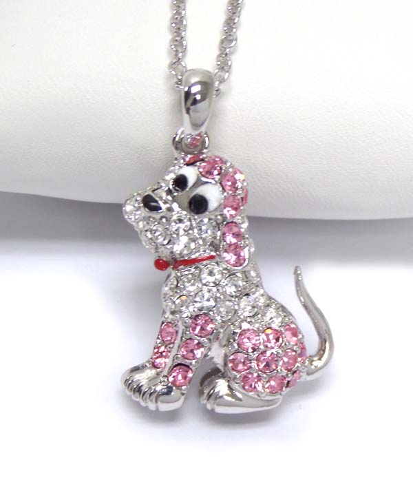 Made in korea whitegold plating dog pendant necklace