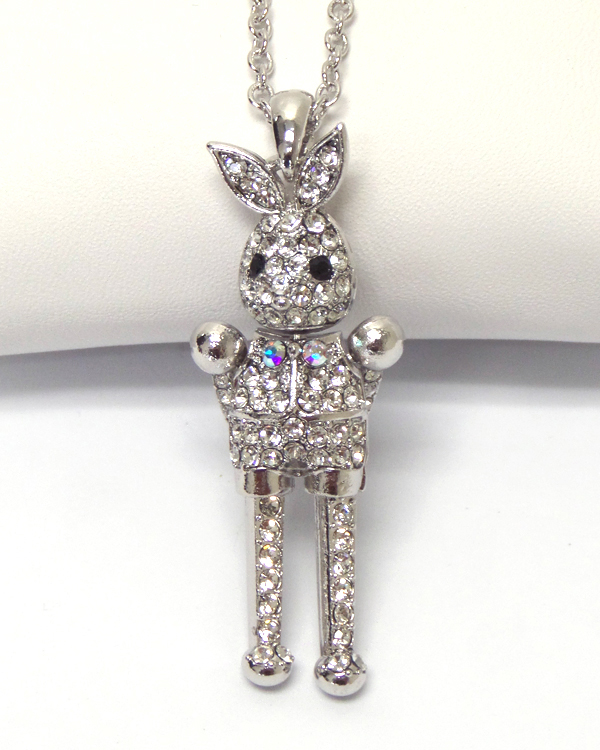 WHITEGOLD PLATING RABBIT PENDANT NECKLACE