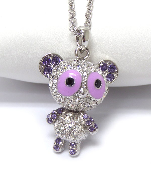 Made in korea whitegold plating panda pendant necklace