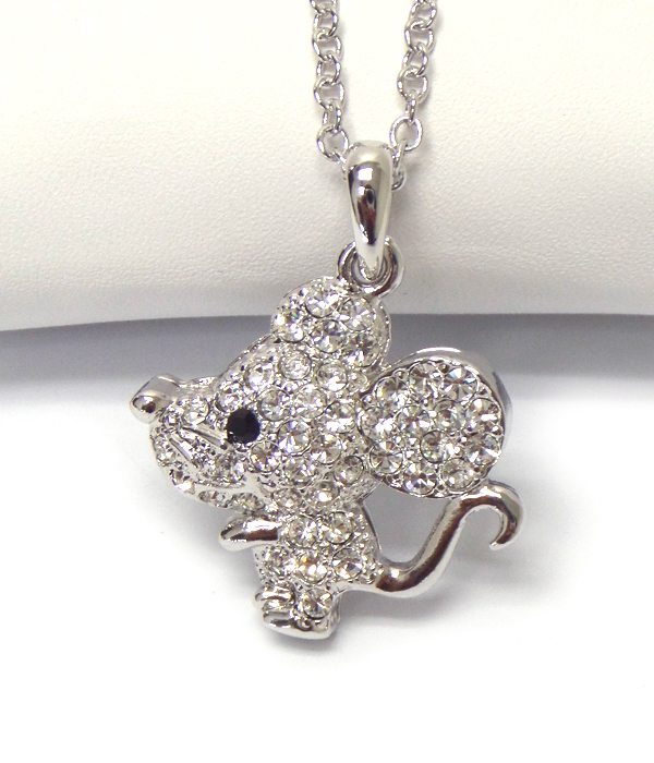 WHITEGOLD PLATING MOUSE PENDANT NECKLACE