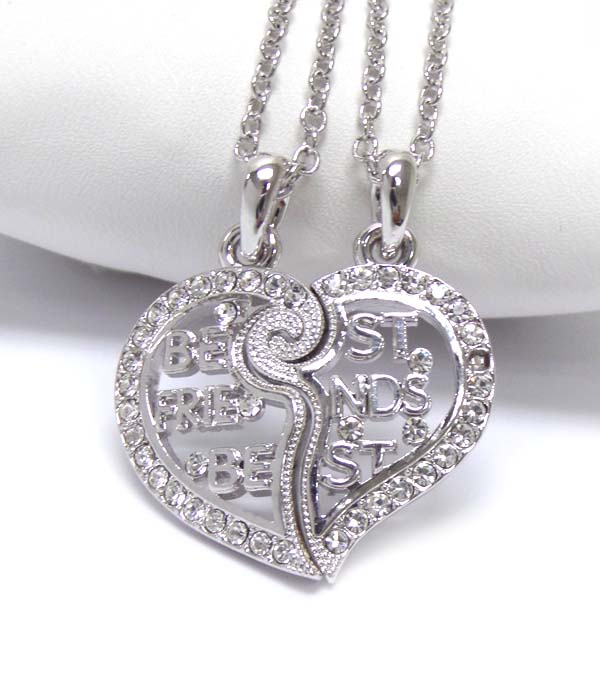 Made in korea whitegold plating best friends dual necklace set
