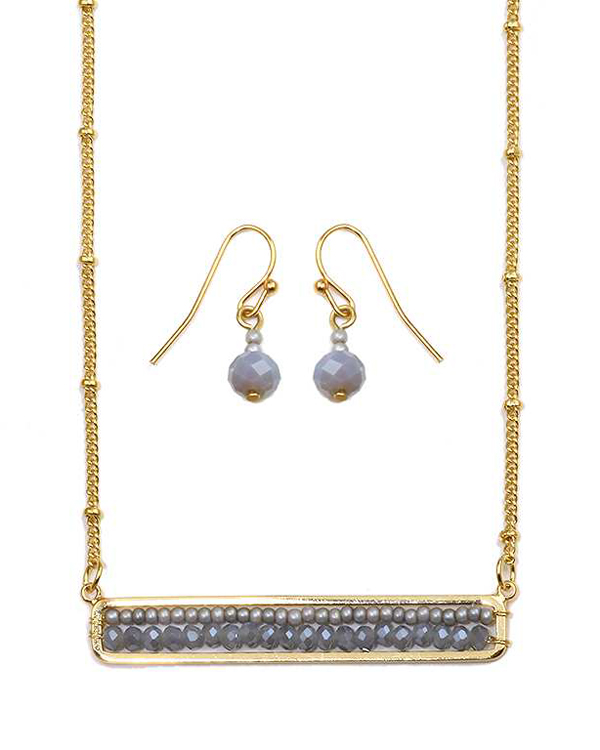 Glass bead bar necklace set