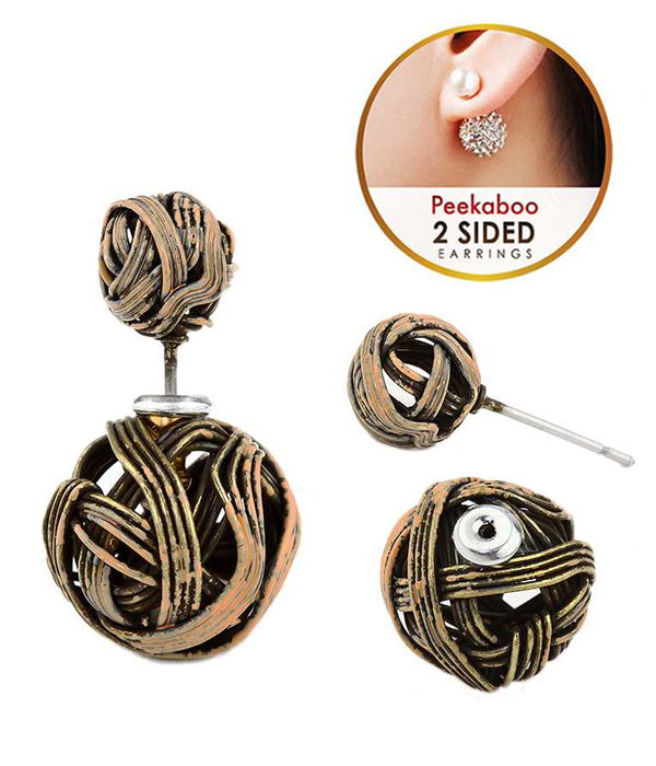 Metal ball double sided front and back earring