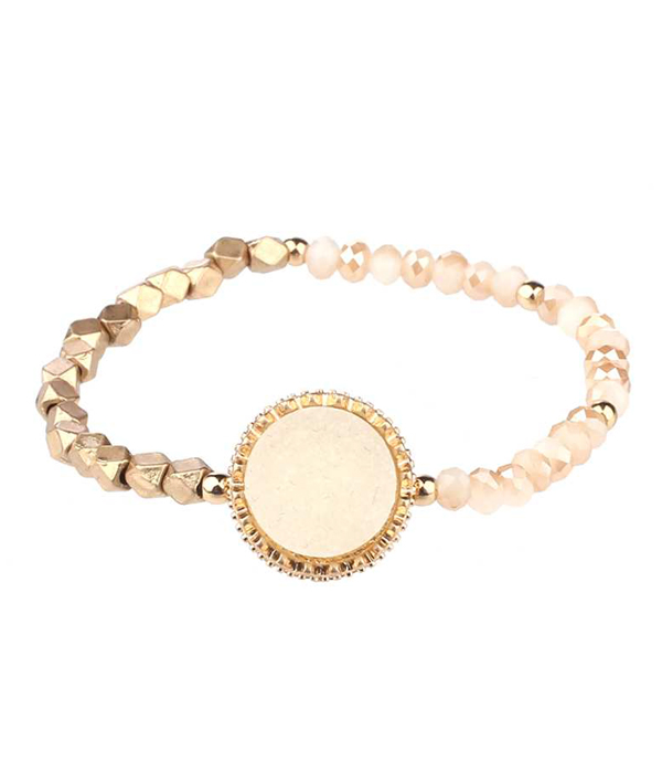 Druzy disk stretch bracelet