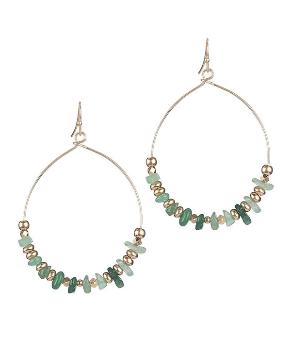 Semi precious stone hoop earring