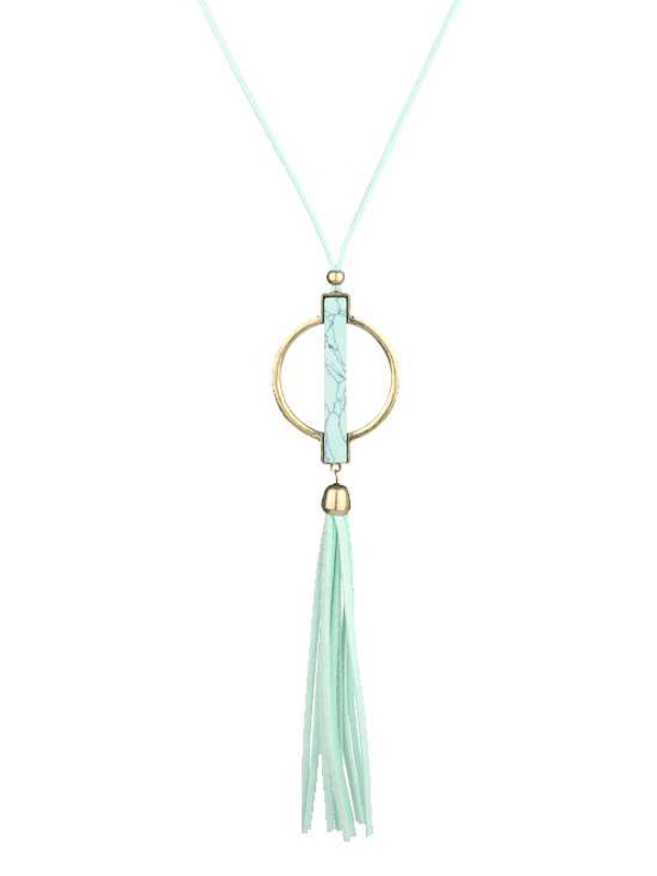 LEATHERETTE TASSEL AND BAR NECKLACE