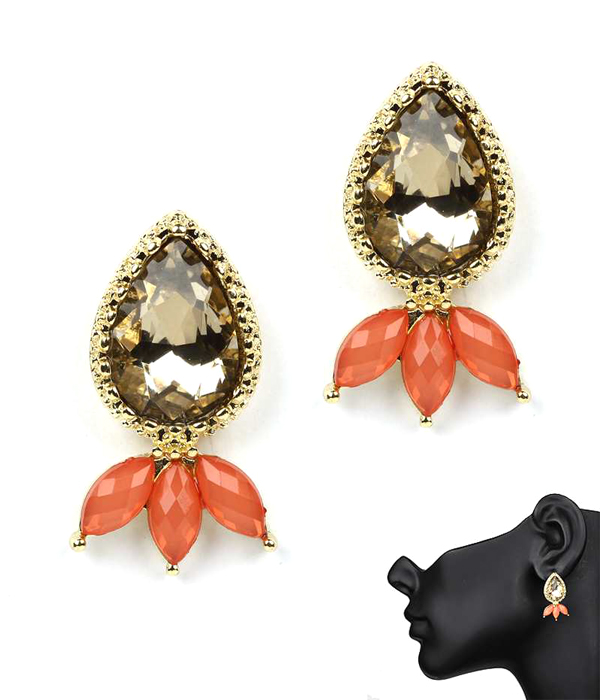 FACET STONE STUD EARRING