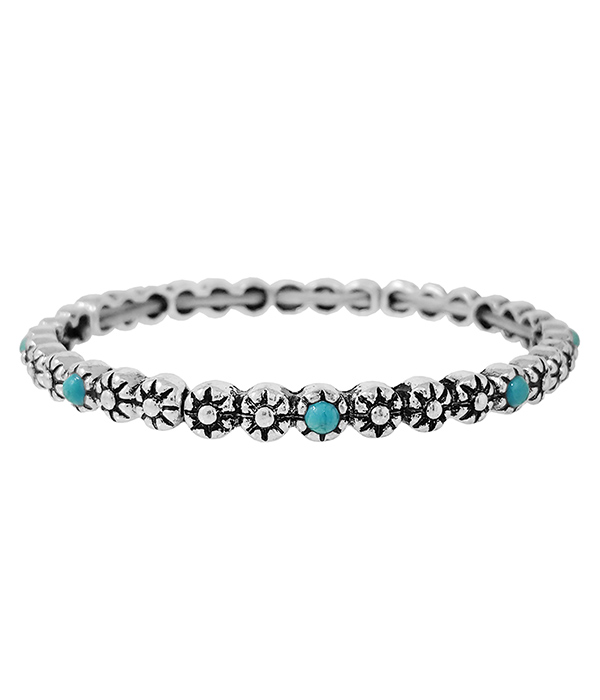 DESIGNER TEXTURED TURQUOISE STACKABLE STRETCH BRACELET