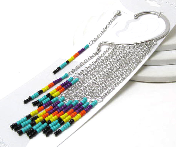 Mult drop chain with multi seed beads design fashion earpiece