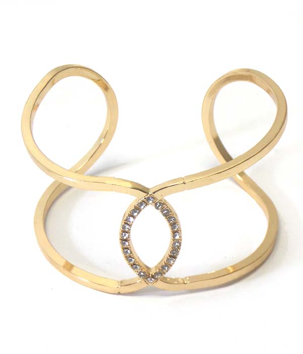 Crystal stud curved wire art bangle bracelet