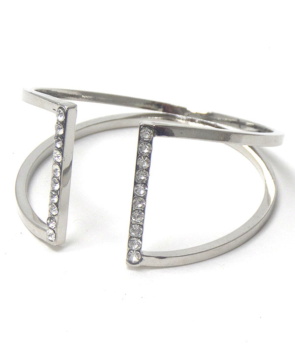 Minimalist crystal stud wire art bangle bracelet