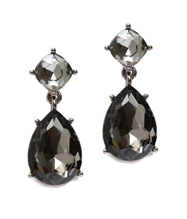 Facet glass teardrop earring