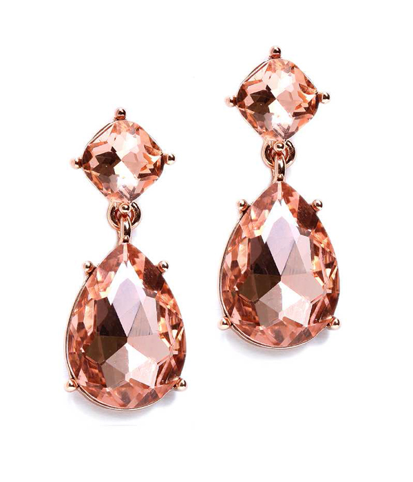 FACET GLASS TEARDROP EARRING