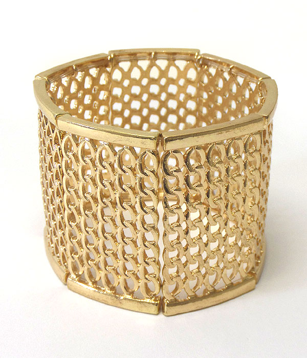 Metal chain pattern stretch bracelet