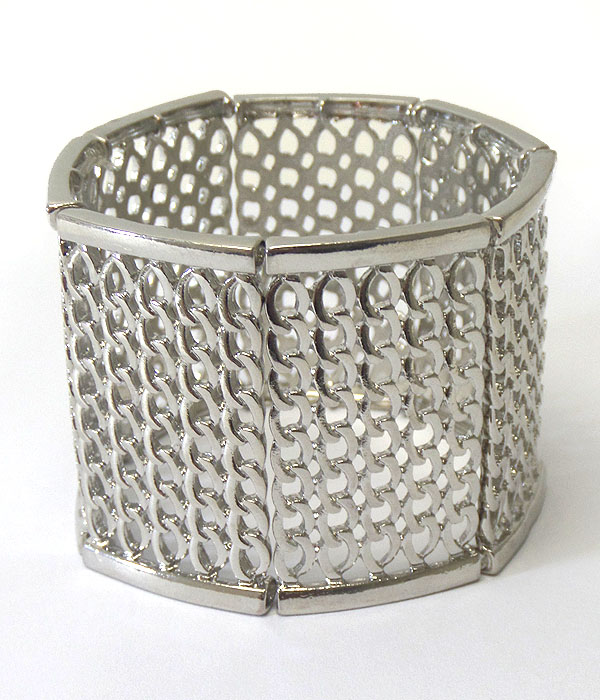 Metal chain pattern stretch bracelet