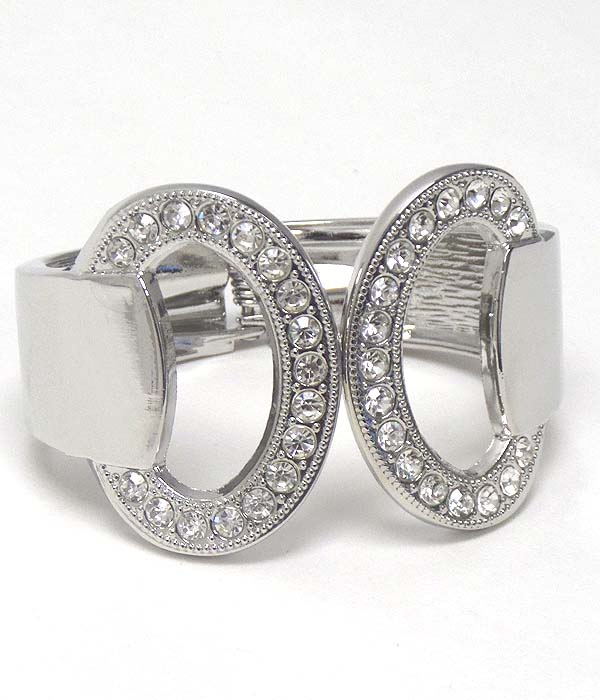 Crystal stud double o hinge bangle bracelet