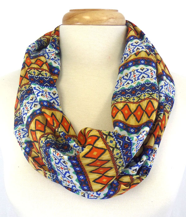Aztec pattern print infinity scarf -western