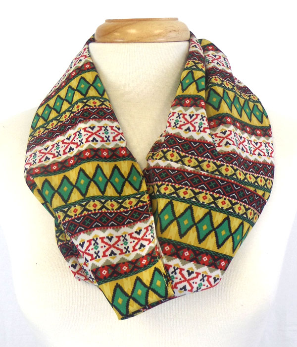 Aztec pattern print infinity scarf -western