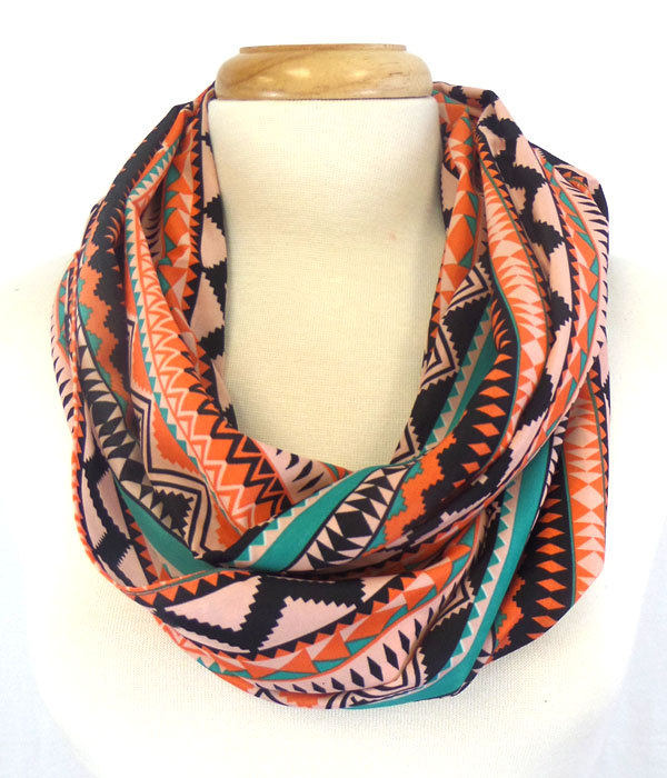 Multi chevron pattern print infinity scarf