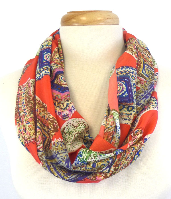 Folkloric pattern print infinity scarf