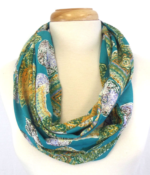 Folkloric pattern print infinity scarf