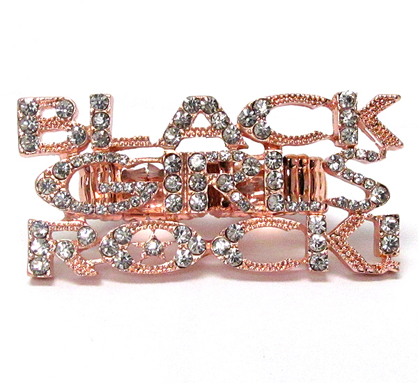 Crystal deco black girls rock message dual stretch ring