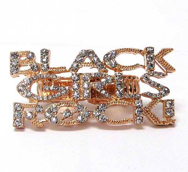 Crystal deco black girls rock message dual stretch ring