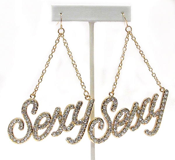 CRYSTAL DECO SEXY LETTER DROP EARRING