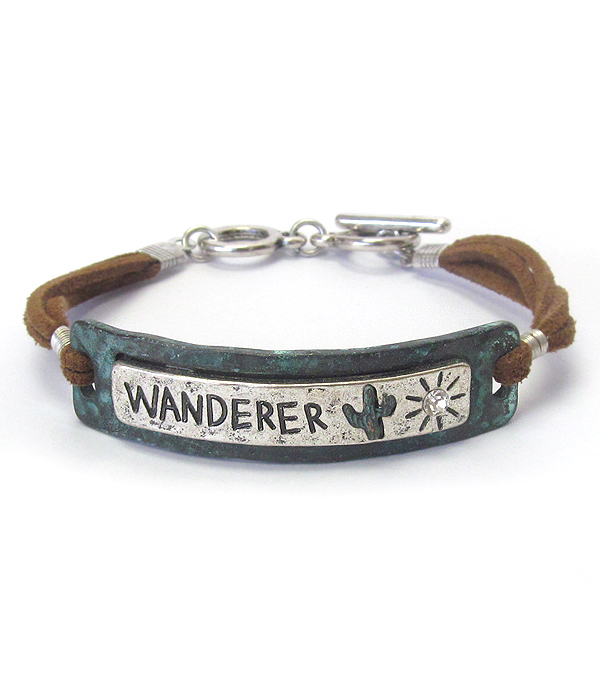 Cactus theme leather toggle bracelet - wanderer