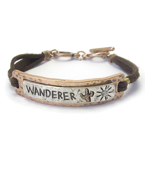 Cactus theme leather toggle bracelet - wanderer