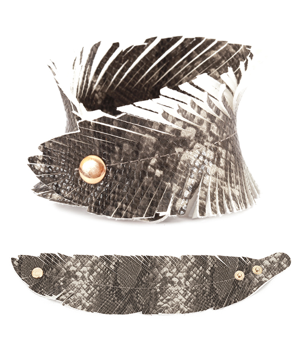 SNAKE SKIN TEXTURED FRINGE FAUX LEATHER BRACELET