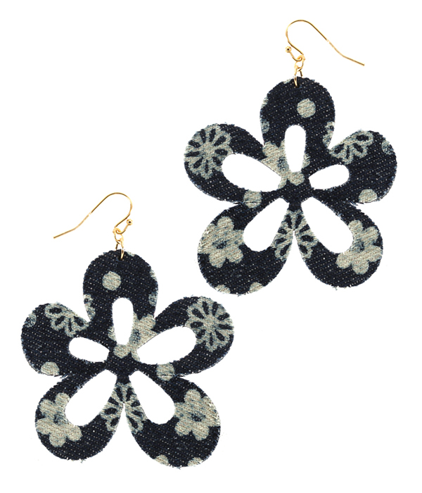 Flower print fabric earring