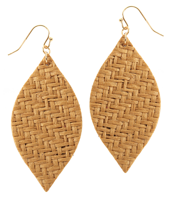 Faux leather marquise earring