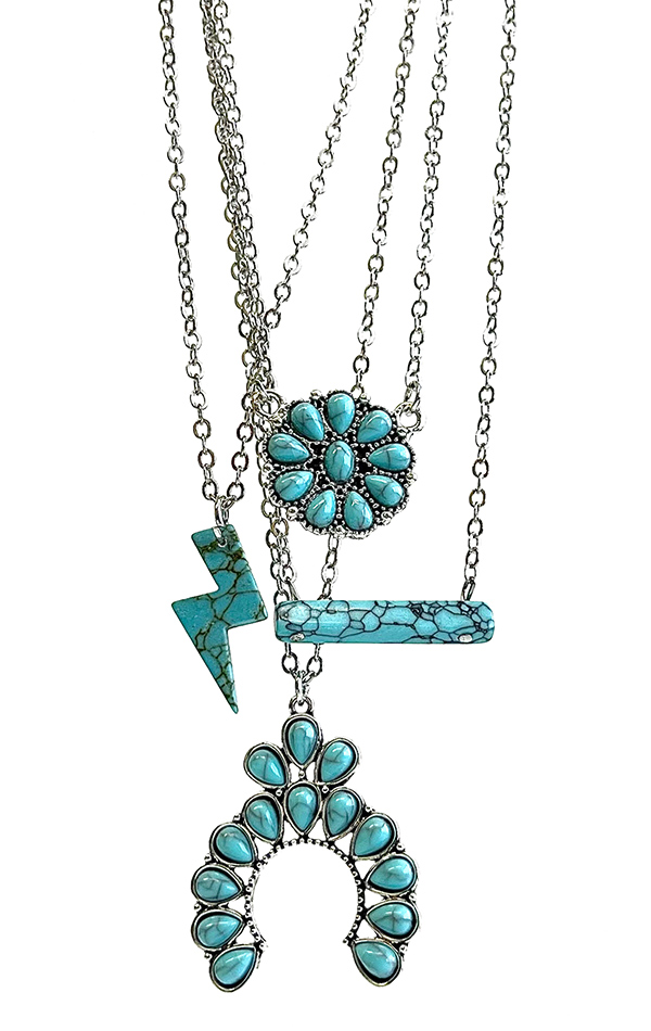 VALUE PACK - TURQUOISE 4 PIECE NECKLACE SET
