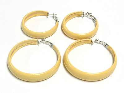 Color metal hoop earring - 2 pair set - hoops
