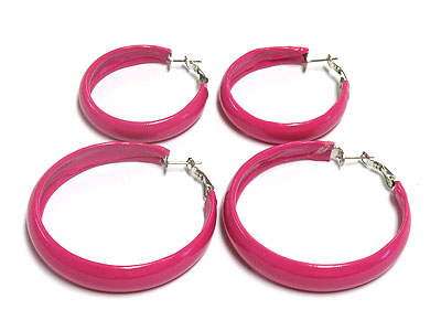 Color metal hoop earring - 2 pair set - hoops