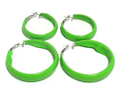 Color metal hoop earring - 2 pair set - hoops